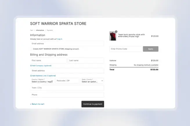 Make a secure payment for combat equipment