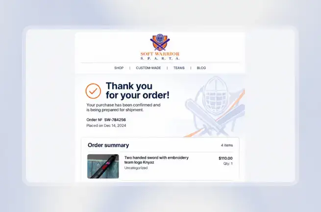 Get an order confirmation by email